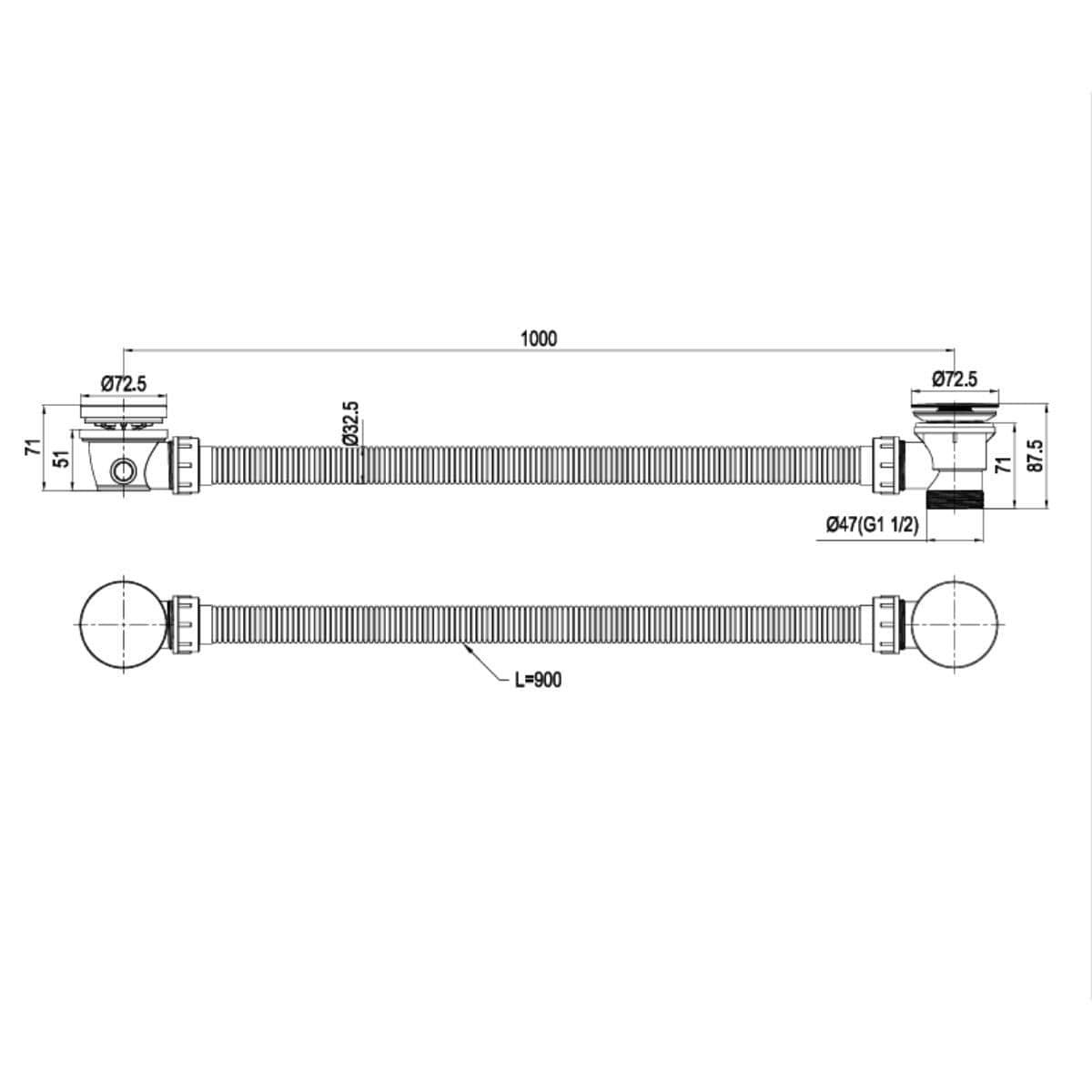 Crosswater Bath Waste Crosswater 3ONE6 Click Clack Bath Waste