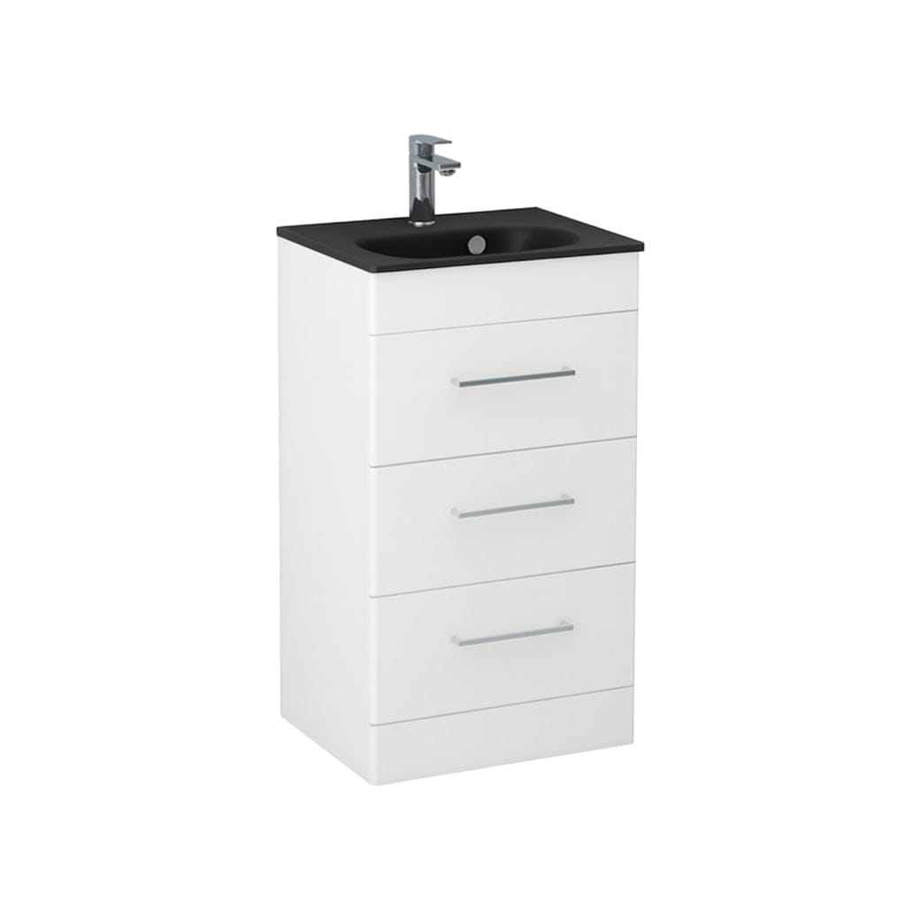 Imex Floor Standing Vanity Unit Matt White / Black Imex Croma Floor Standing Three Door 500mm Vanity Unit with 1 Tap Hole Basin