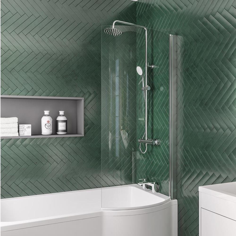 Eastbrook Bath Screen Chrome / Right Handed Eastbrook P Shaped Bath Screen