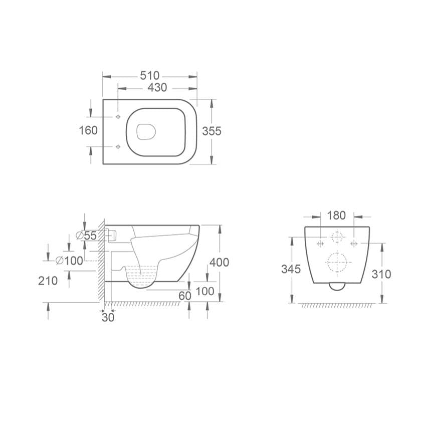 Imex Wall Hung Toilet Imex Essence Wall Hung Rimless Toilet with Soft Close Seat