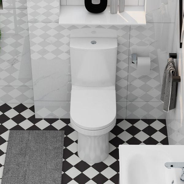 Imex Close Coupled Toilet Imex Alma Comfort Height Open Back Close Coupled Rimless Toilet with Soft Close Seat