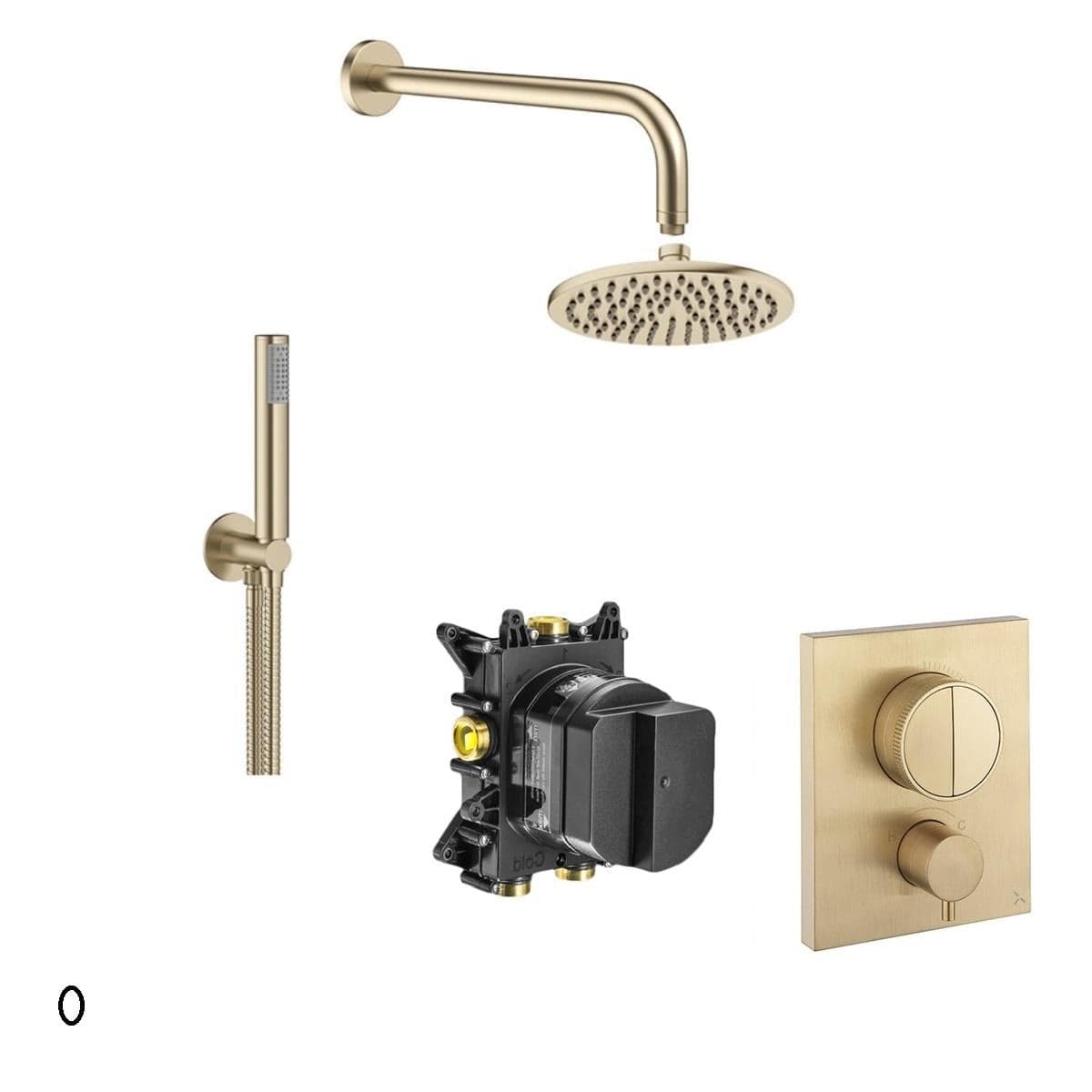 Crosswater Concealed Shower Set Brushed Brass / 200mm Shower Head Crosswater Crossbox Push 2 Button 2 Outlet Shower Bundle Version 2