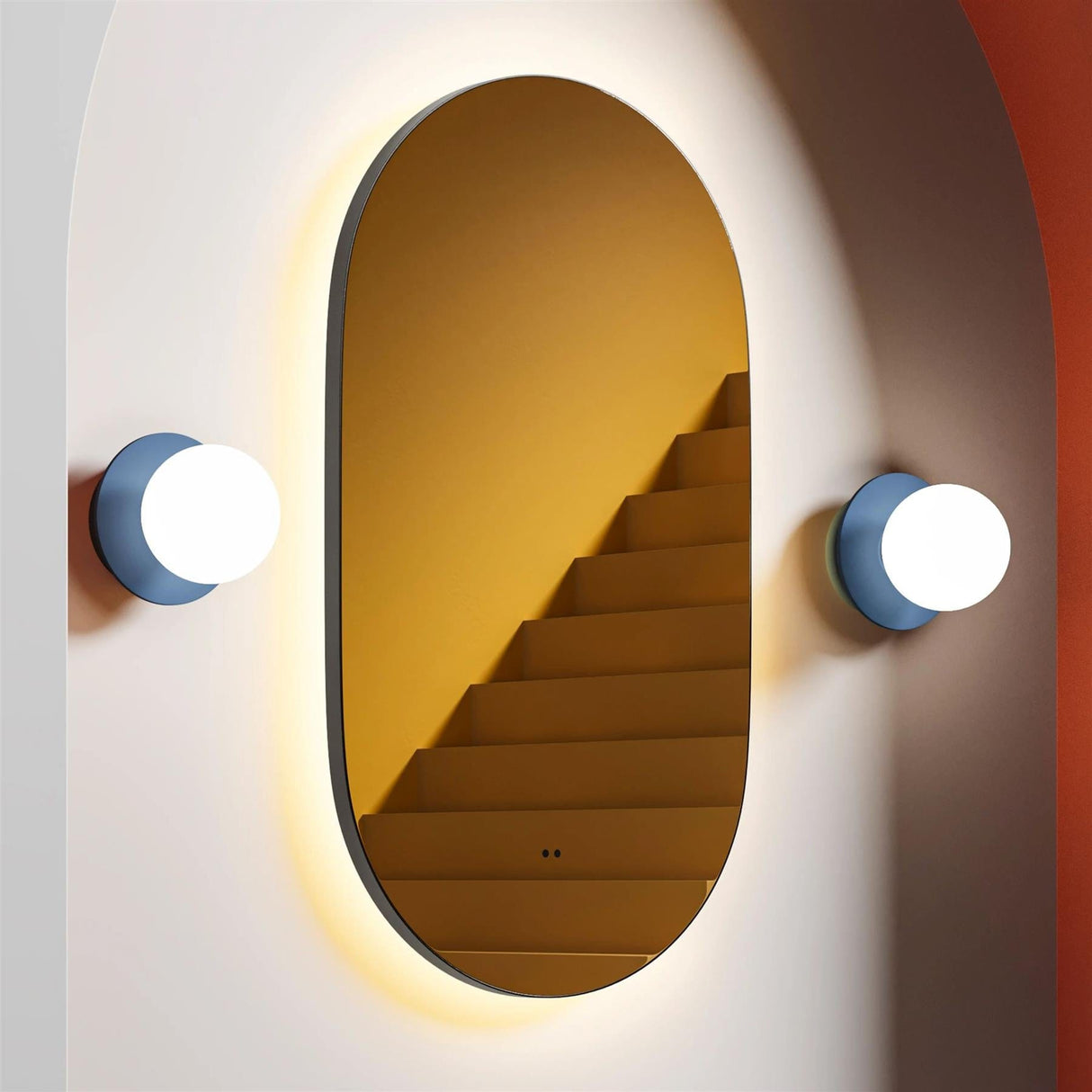 HiB Illuminated Mirror Gunmetal HiB Arcane Pill 50 LED Illuminated Mirror