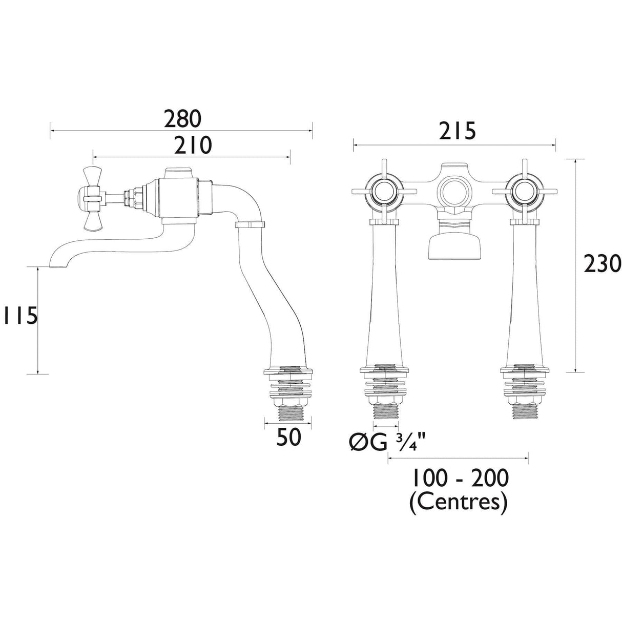 Heritage Bath Mixer Heritage Dawlish Bath Filler