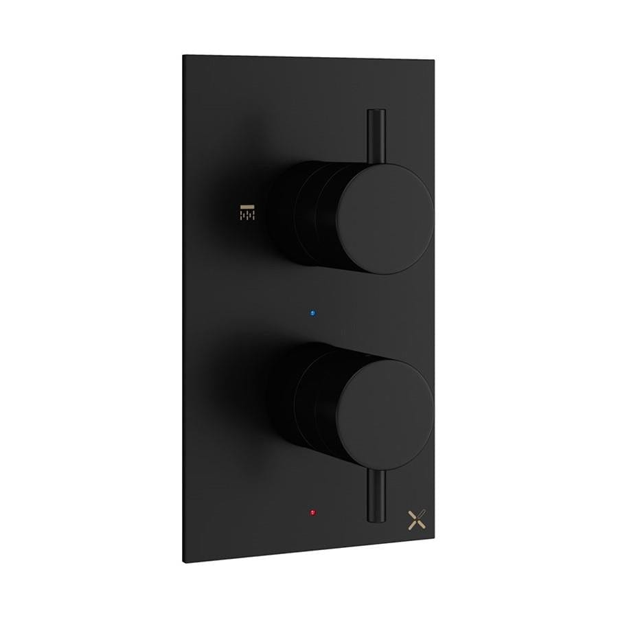 Crosswater Concealed Shower Valve Matt Black Crosswater MPRO 2 Outlet, 2 Handles Concealed Thermostatic Shower Valve (Shower/Handset)