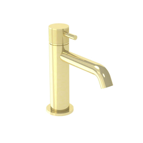 Saneux Mono Basin Tap Fluted Saneux Cos Deck Mounted Basin Mixer Tap in Brushed Brass