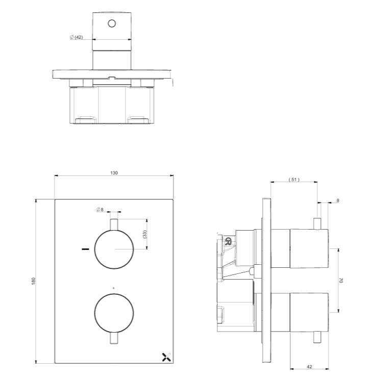 Crosswater Concealed Shower Valve Crosswater MPRO Crossbox 1 Outlet Trimset