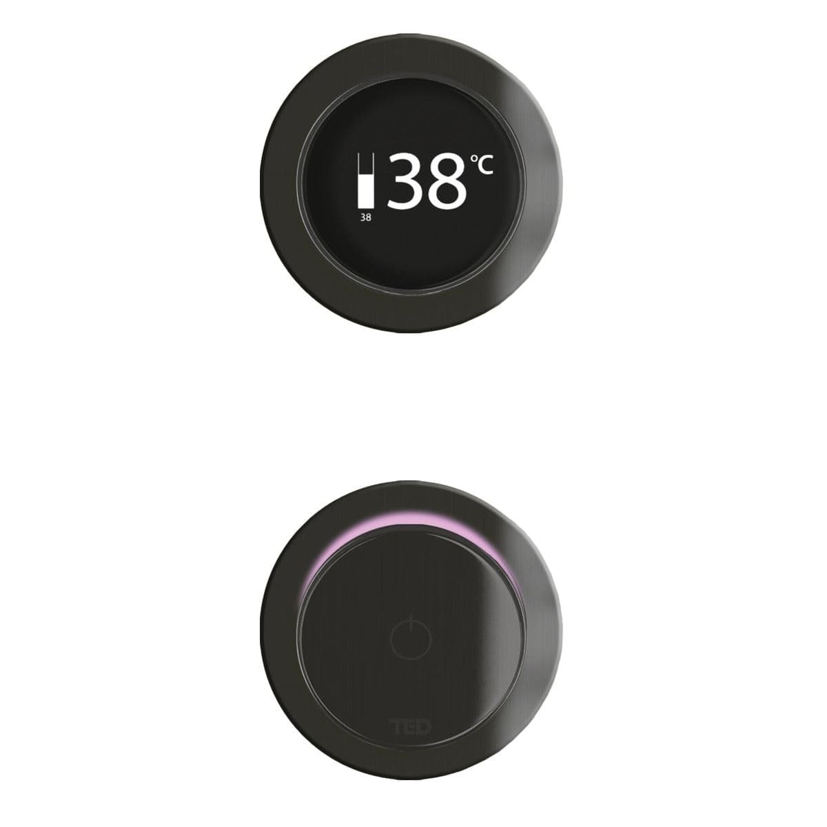 TED Concealed Shower Valve Gun Metal Grey TED Togo 2/3 Outlet Concealed Digital Shower Valve with Ring Style Plate