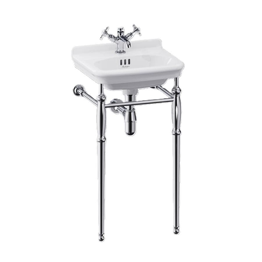 UK Bathroom Store Wall Hung Basin 1 / Chrome Burlington Guild 450mm Cloakroom Basin with Washstand