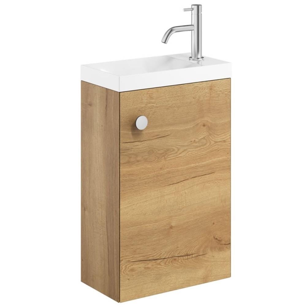 Crosswater Cloakroom Vanity Unit Windsor Oak Crosswater Alo Cloakroom Single Door Wall Mounted 400 x 220mm Vanity Unit with Basin