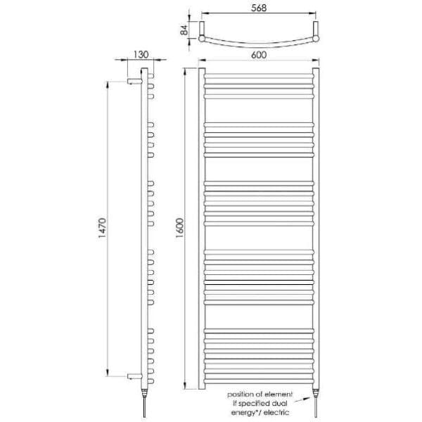Vogue Ladder Rail Vogue Kerve Curved Ladder Rail in Polished Stainless Steel