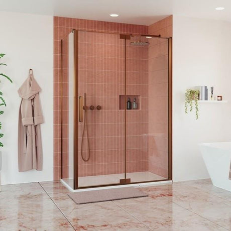 Crosswater Side Panel Brushed Bronze / 900mm Crosswater Optix 10 Side Panel for Pivot Shower Door with Inline Panel