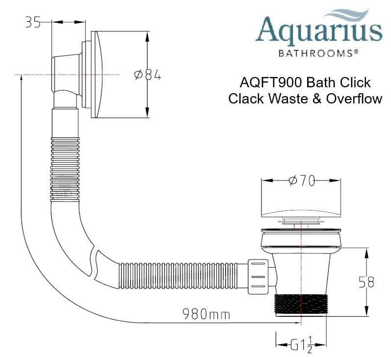Aquarius Bath Waste Aquarius FT Easy Clean Click Clack Bath Waste and Overflow