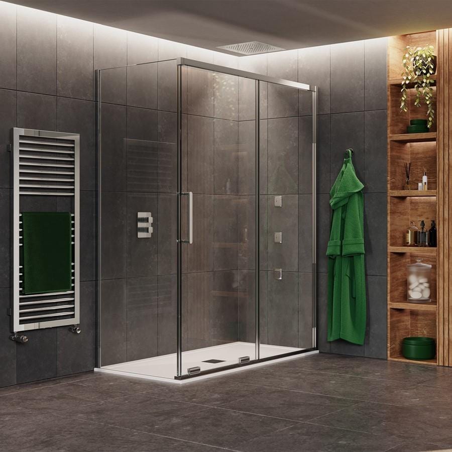 Crosswater Sliding Shower Door Polished Stainless Steel / 800mm Crosswater Optix 10 Side Panel for Sliding Doors