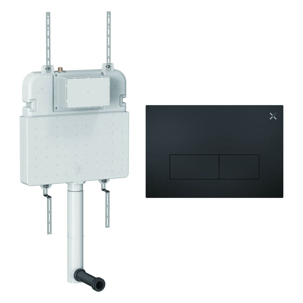 Crosswater Concealed Cistern MPRO Steel Plate in Matt Black Crosswater Dual Flush Slimline Concealed Cistern Set with Flush Plate - 508 x 80 x 550mm