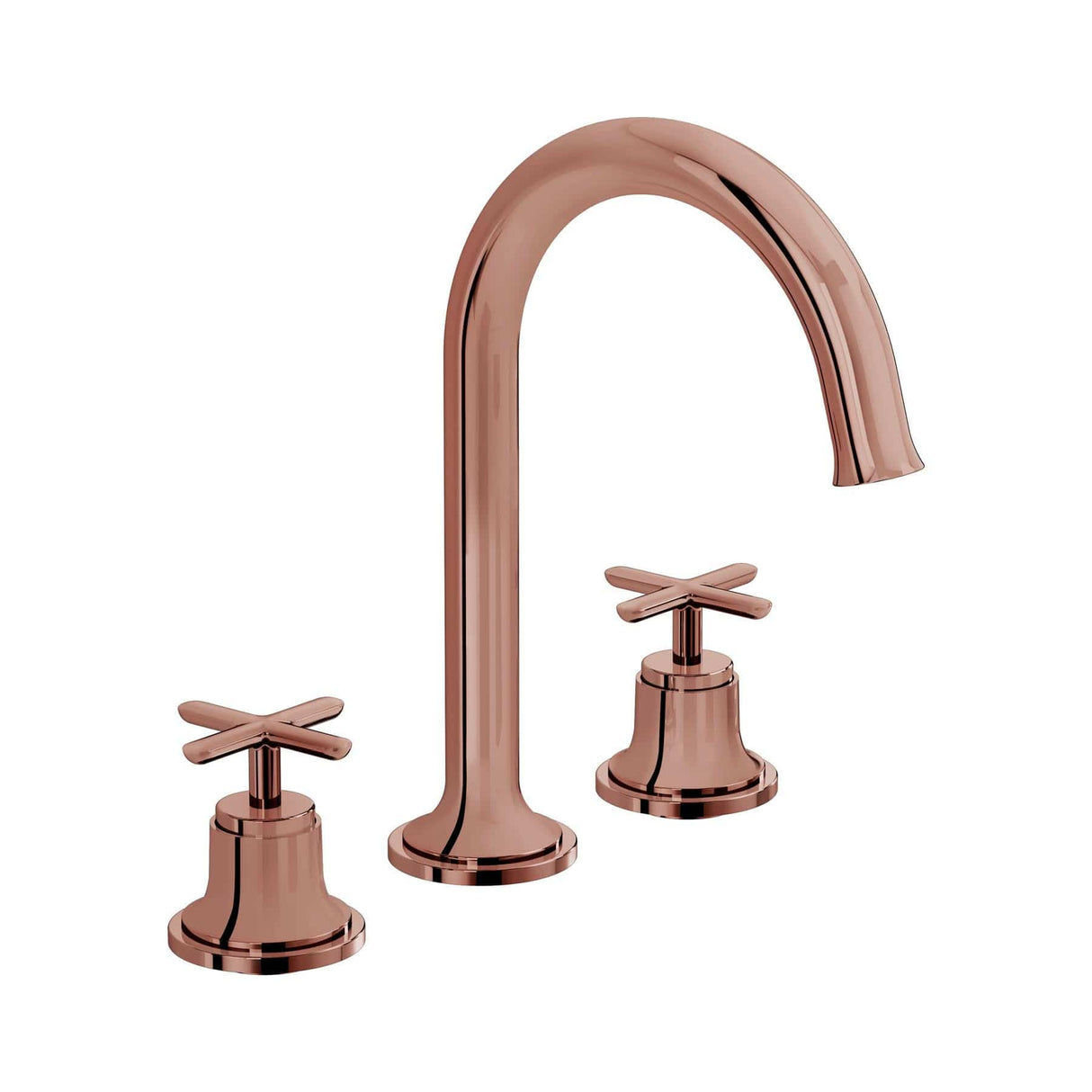 VitrA 3 Tap Hole Basin Set Soft Copper VitrA Origin Classic Deck Mounted 3-hole Basin Mixer Tap with Cross Handles