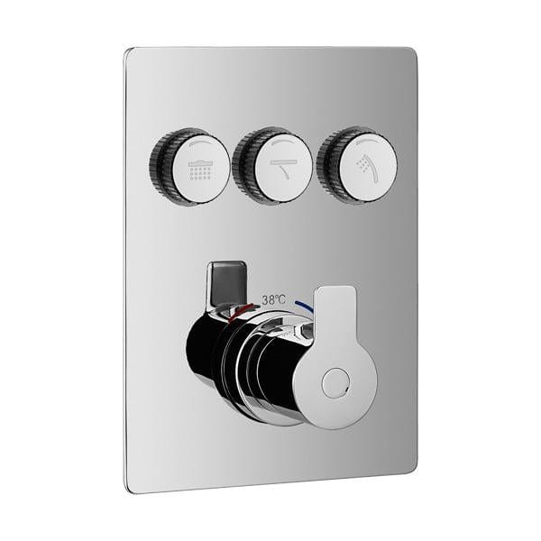 Flova Concealed Shower Valve Flova Spring 3 Outlet GoClick Finishing Set in Diamond Chrome