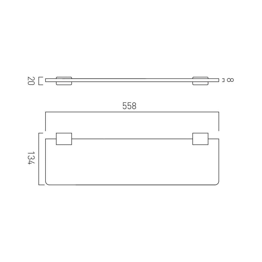 Vado Shelf Vado Phase 558mm Frosted Glass Shelf in Chrome