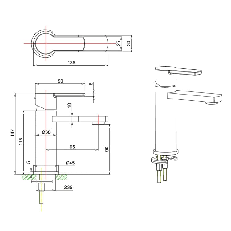 Crosswater Cloakroom Tap Crosswater Wisp Mini Mono Basin Mixer Tap