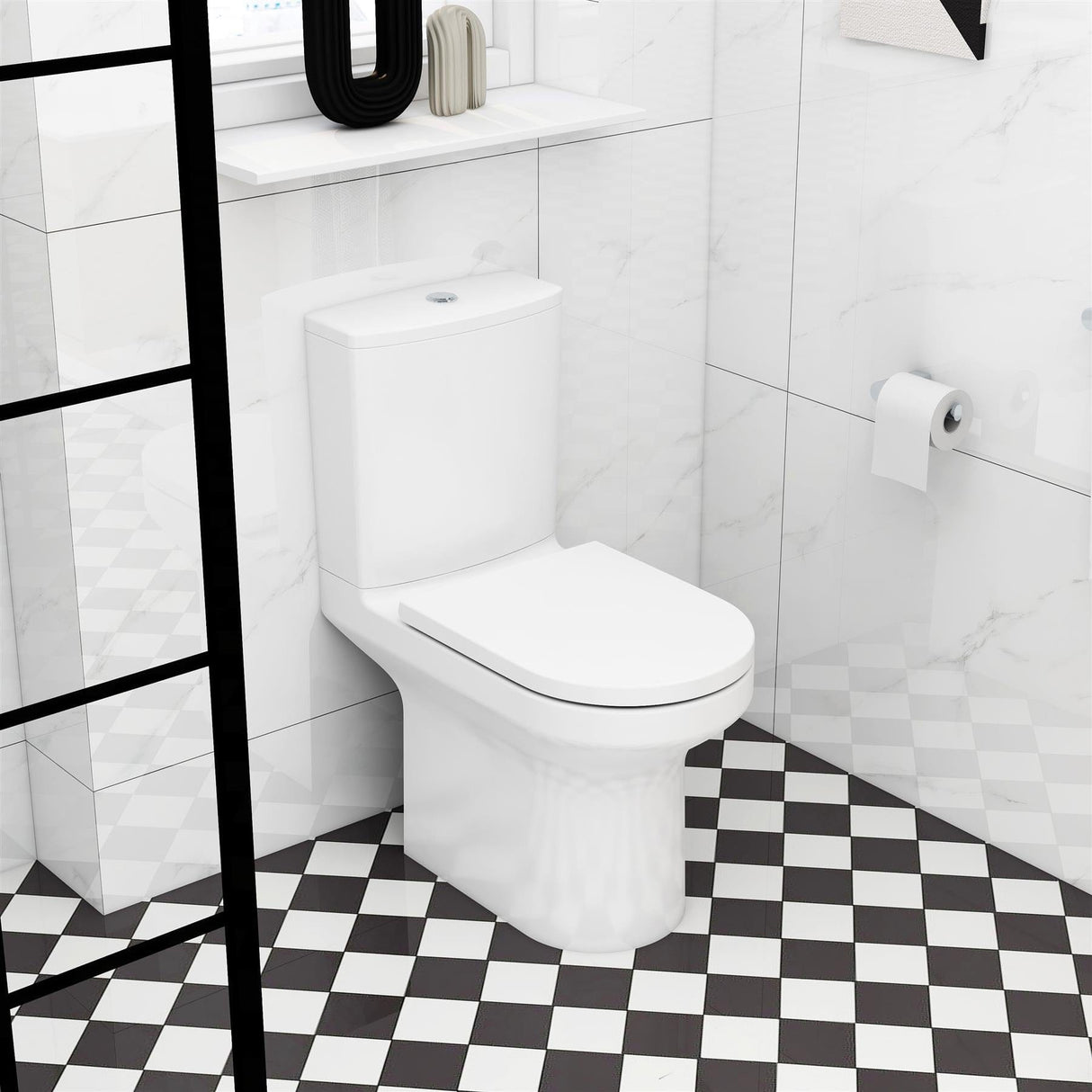 Imex Close Coupled Toilet Imex Alma Open Back Close Coupled Rimless Toilet with Soft Close Seat