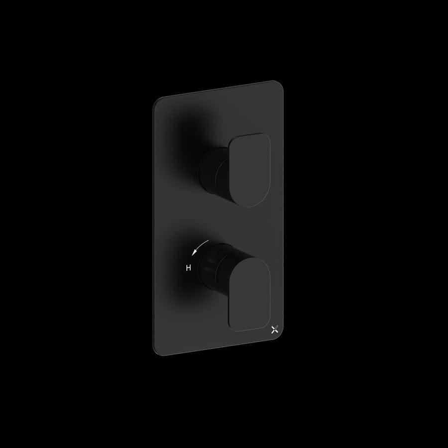 Crosswater Concealed Shower Valve Matt Black Crosswater Fuse 1 Outlet, 2 Handle Vertical Concealed Shower Valve