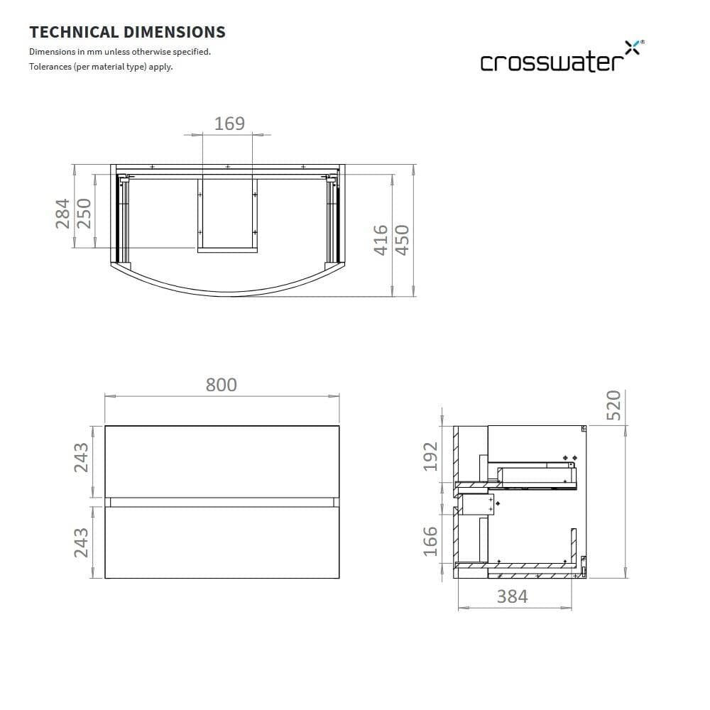 Crosswater Wall Mounted Vanity Unit Crosswater Svelte Wall Hung Vanity Unit with Basin