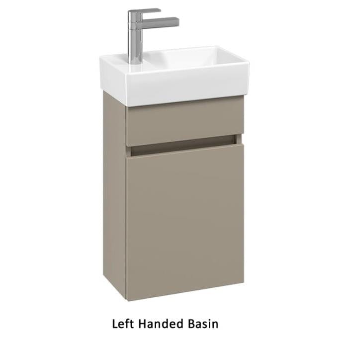 Villeroy & Boch Cloakroom Vanity Unit Sand Grey Matt / Left Hand Basin Villeroy & Boch Arto Wall Mounted 360mm One Door Cloackroom Vanity Unit with Basin