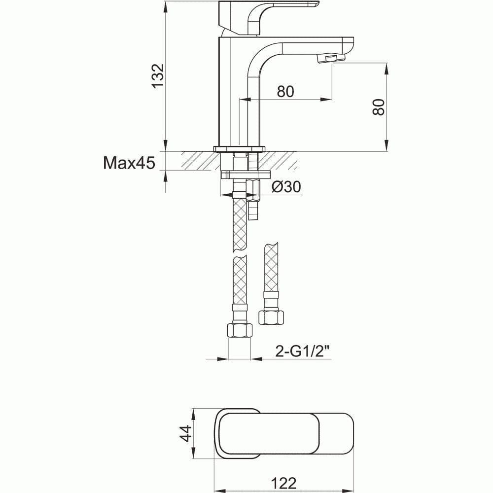Imex Mono Basin Tap Imex Blade Small Basin Mixer Tap with Universal Clicker Waste
