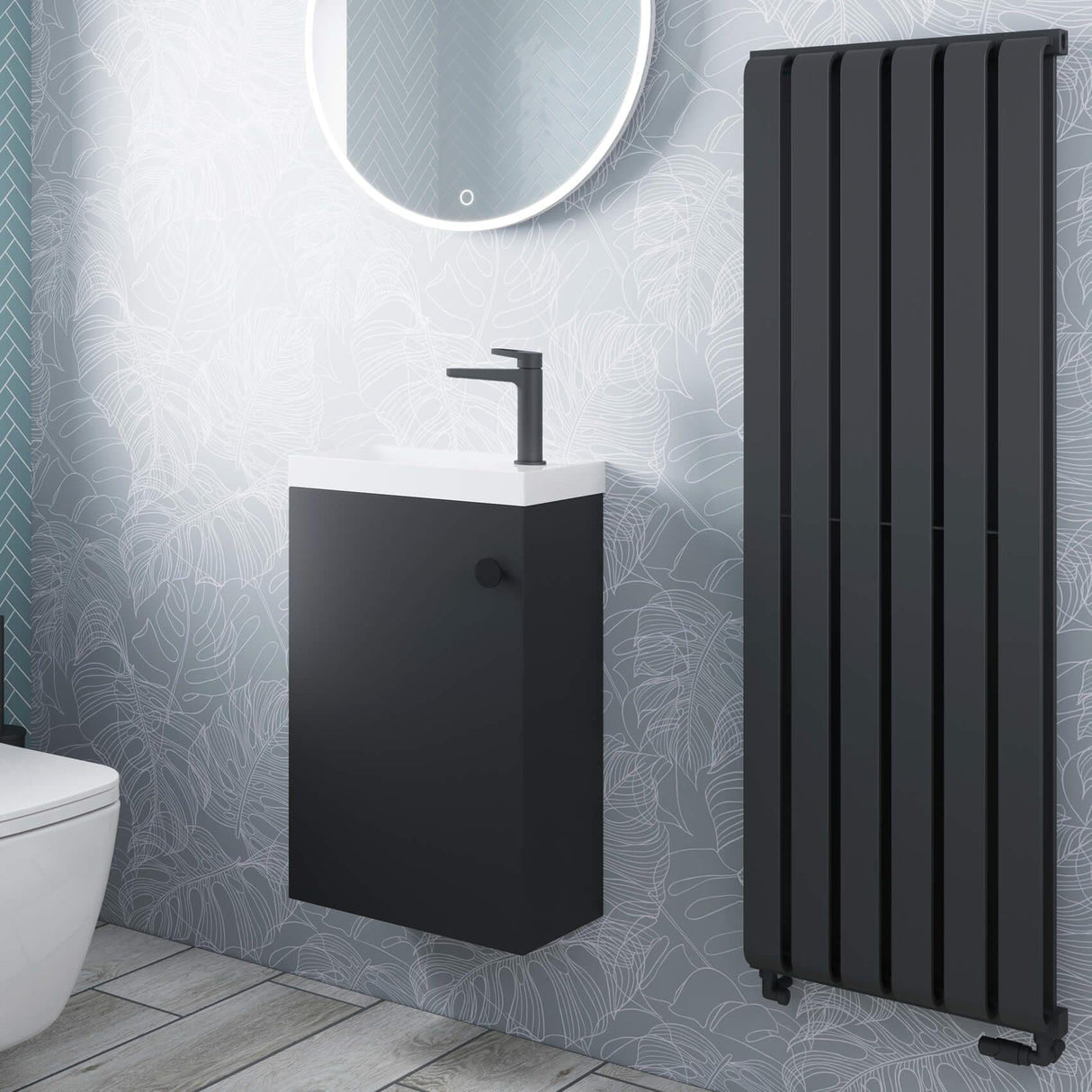 Crosswater Panel Radiator Crosswater Limit Vertical Designer Radiator in Metallic Black