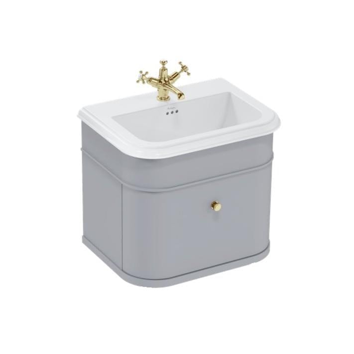 Burlington Wall Mounted Vanity Unit Classic Grey / Ceramic Basin - 1 Tap Hole / Gold Burlington Chalfont 650mm Wall Mounted Single Drawer Vanity Unit with Basin