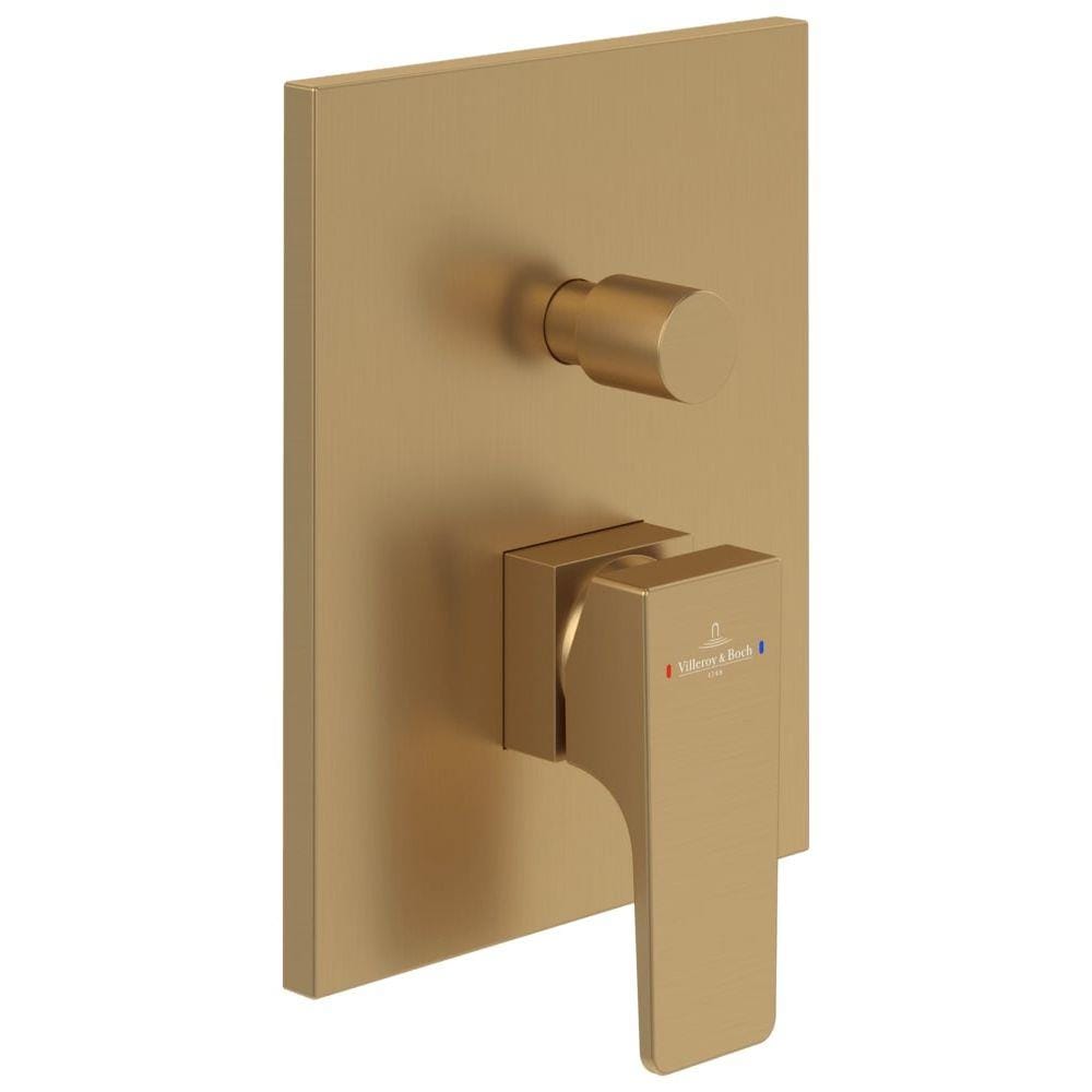 Villeroy & Boch Concealed Shower Valve Brushed Gold Villeroy & Boch Architectura Concealed 2-Outlet Single Lever Trim Set