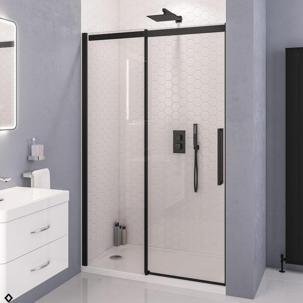 Eastbrook Sliding Shower Door Matt Black / 1000mm Eastbrook Corniche 2000 8mm Sliding Shower Door