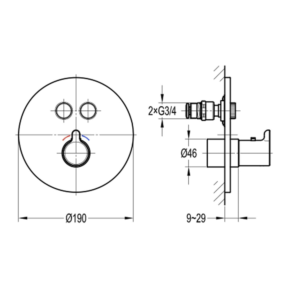 Flova Concealed Shower Valve Flova Moonlight Round 2 Outlet GoClick Finishing Set