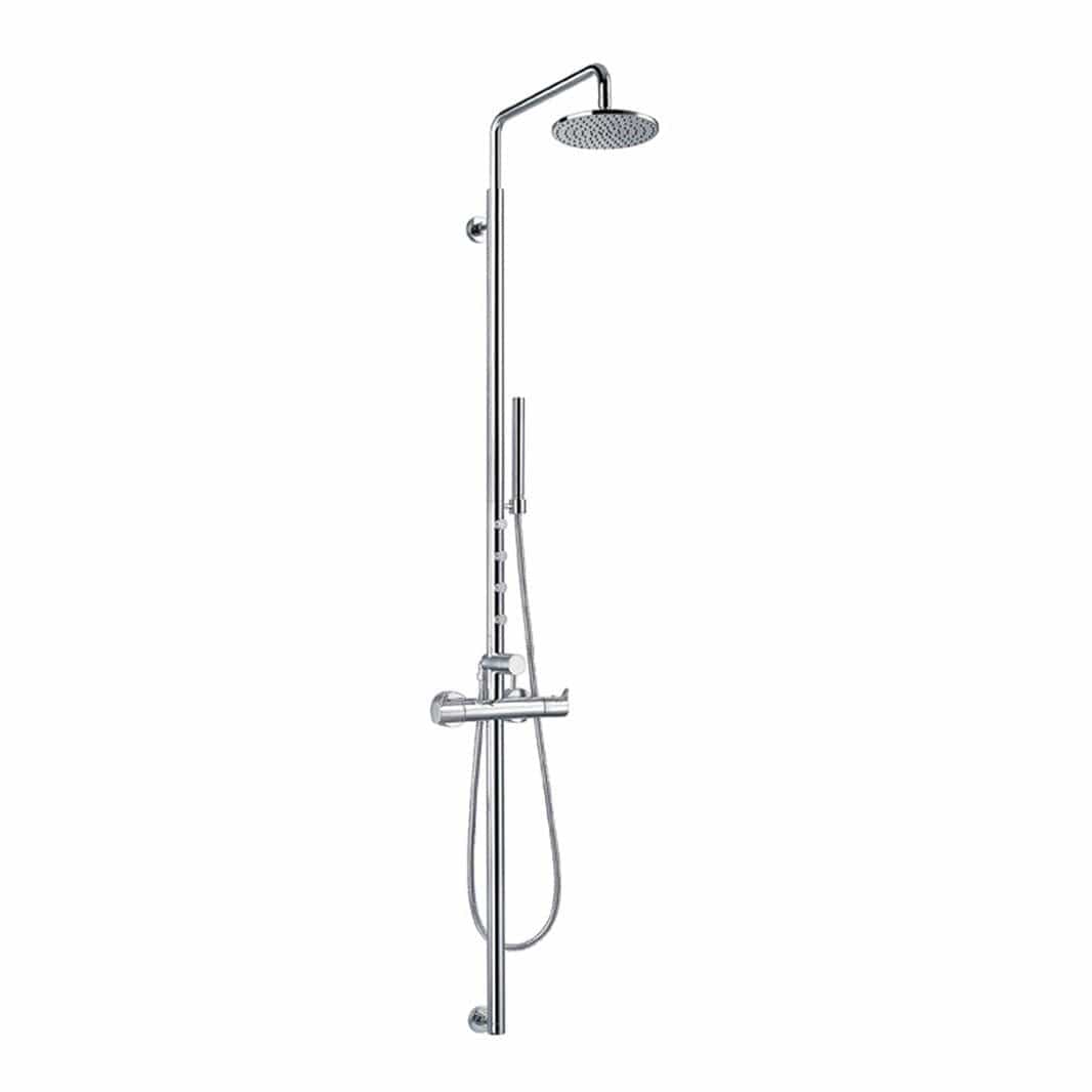 Flova Exposed Shower Set Flova Levo Thermostatic Exposed Shower Valve with Adjustable Riser, Rainshower Head, Body Jets and Pencil Handset