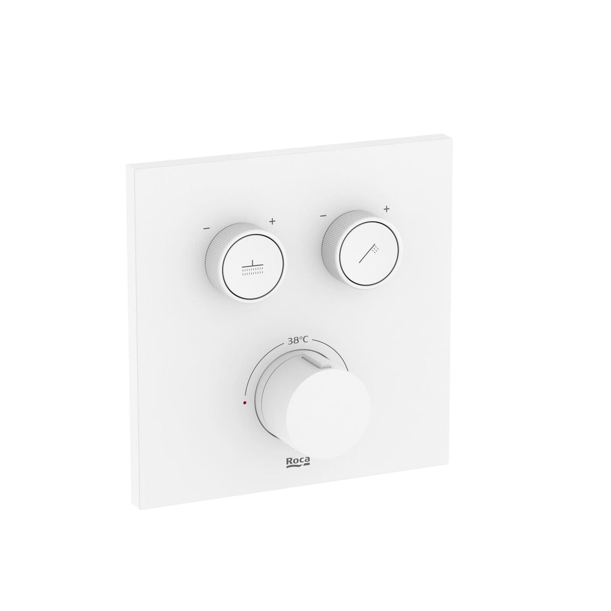 Roca Concealed Shower Set Roca T-3000 Square Switch Thermostatic Concealed Shower Valve with Rainshower Head, Shower Handset and Slide Rail Set