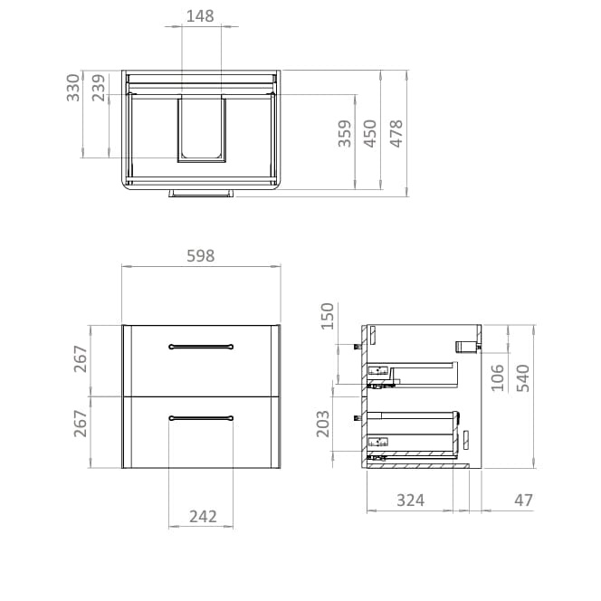 Britton Wall Mounted Vanity Unit Britton Camberwell Wall Mounted 600mm Vanity Unit with Basin or Worktop