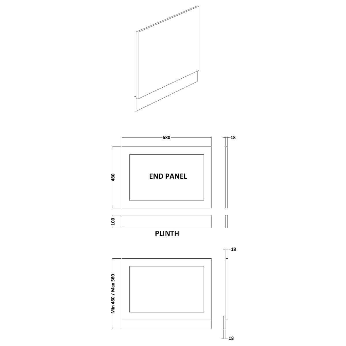 Aquarius Bathrooms Bath Panel Aquarius Halite Waterproof Traditional Shaker End Bath Panel in White Gloss
