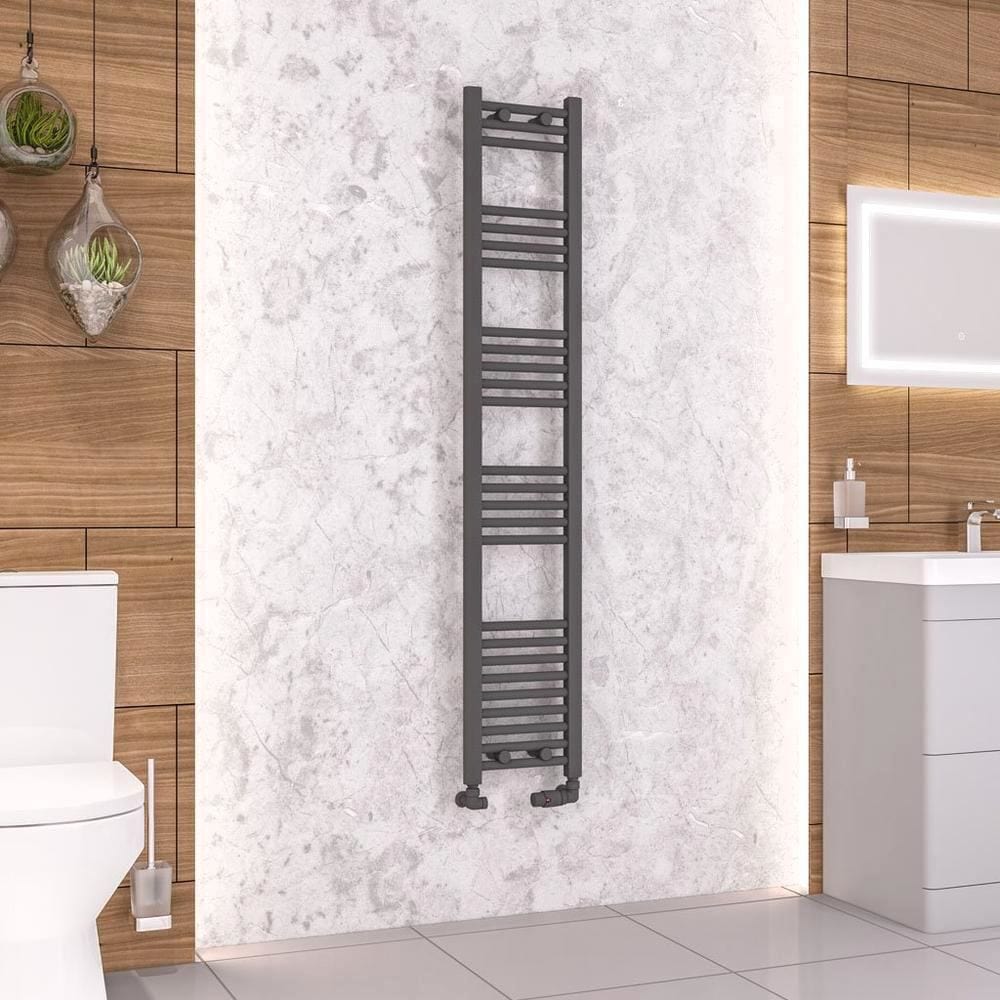 Eastbrook Ladder Rails 1600 x 300 / Duel Fuel Eastbrook Wendover Straight Heated Towel Rail in Anthracite