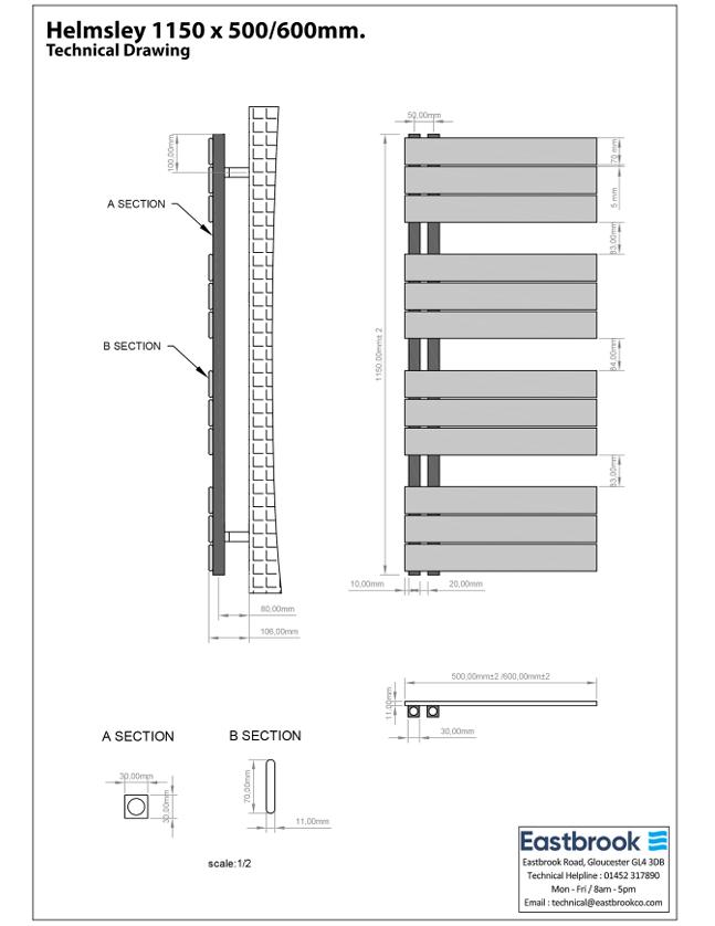 Eastbrook Designer Towel Radiator Eastbrook Helmsley Straight Vertical Designer Towel Rail in Matt Grey