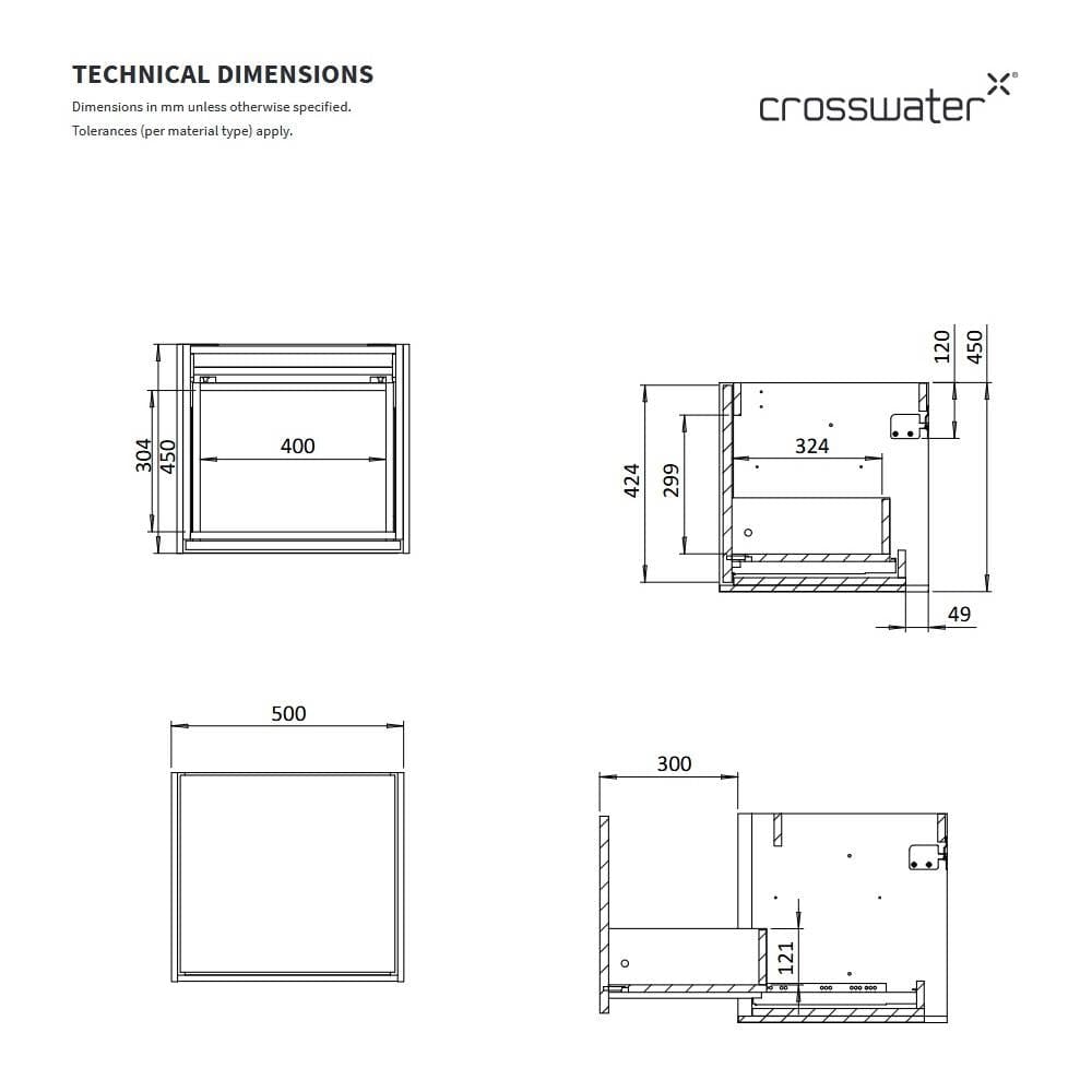 Crosswater Infinity Wall Mounted Vanity Unit with Worktop