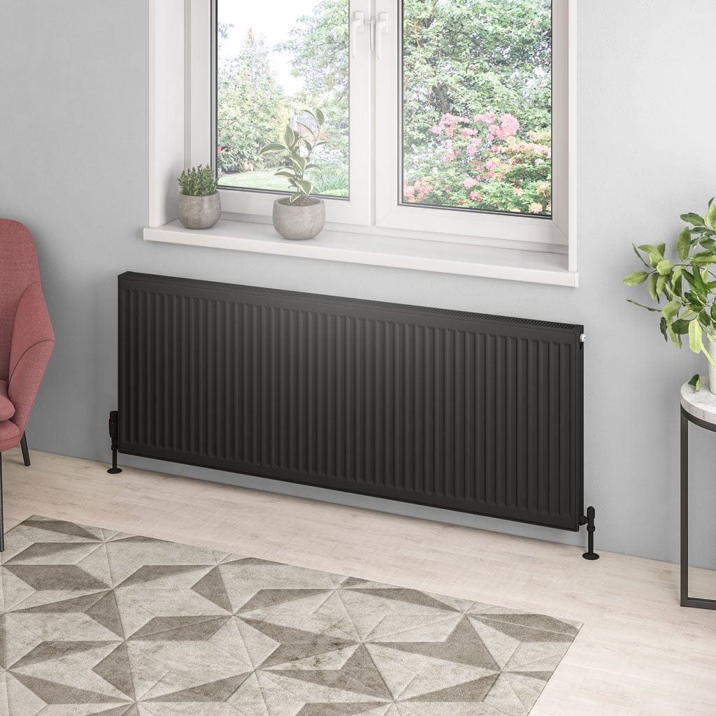 Aquarius Type 21 600 x 1600mm Aquarius Type 21 Compact Panel Radiator In Matt Black