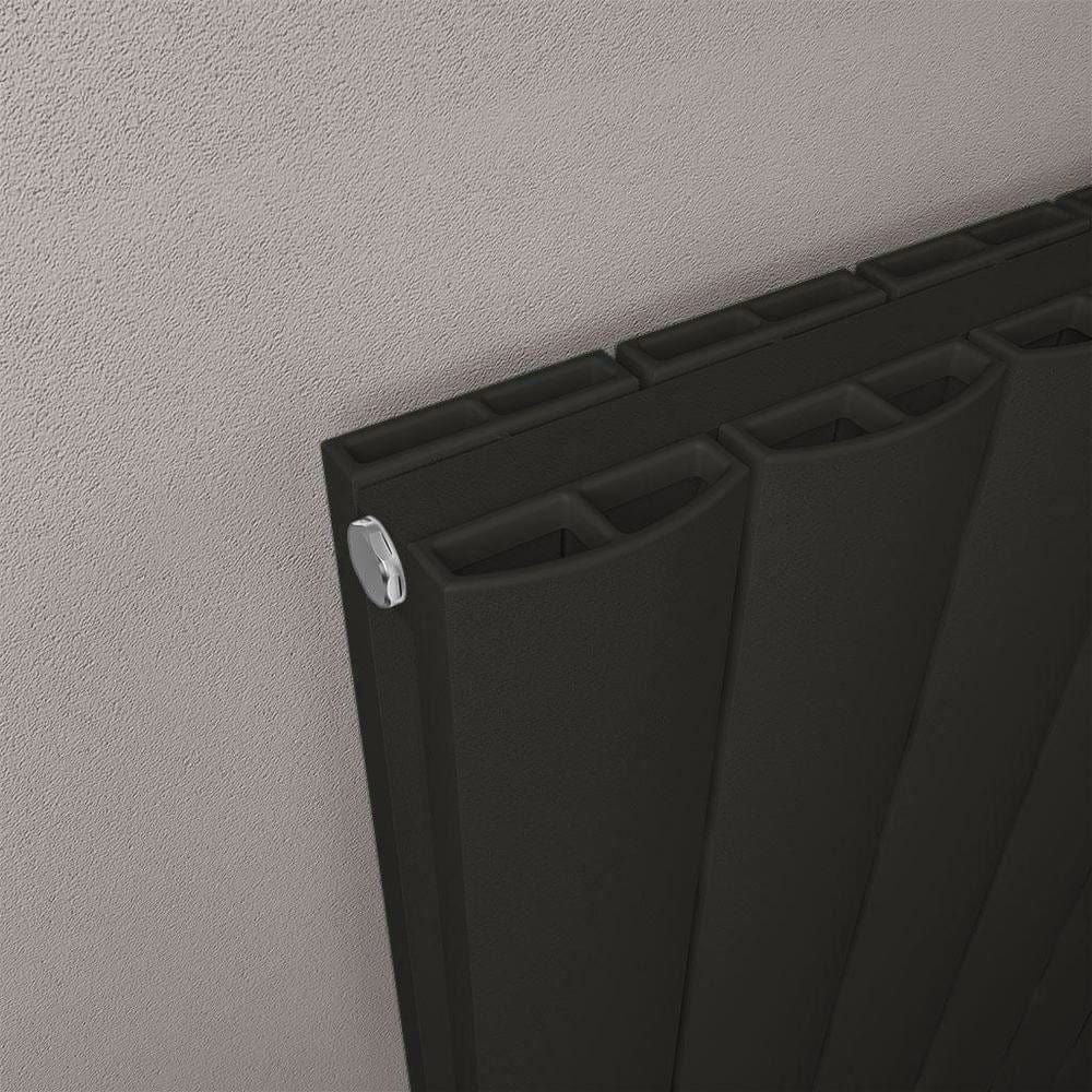Eastbrook Panel Radiator Eastbrook Guardia Straight Vertical Aluminium Radiator in Matt Black