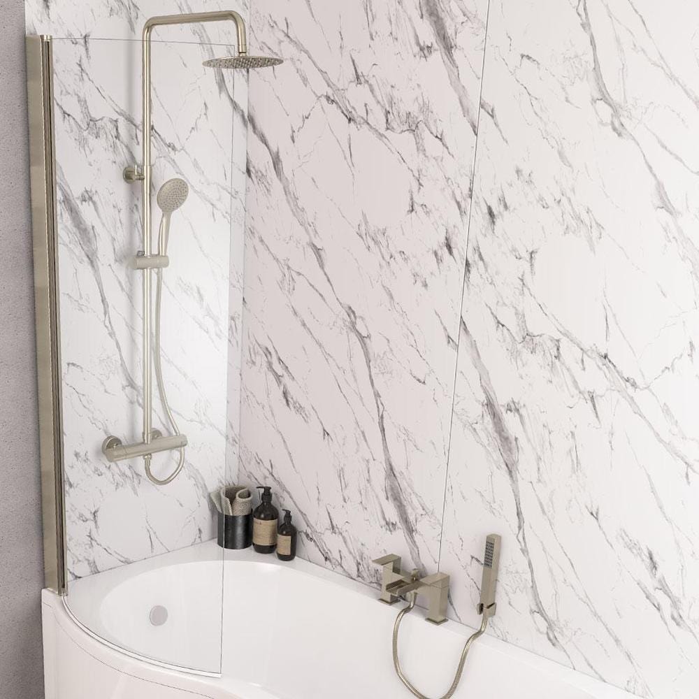 Eastbrook Bath Screen Brushed Brass / Left Handed Eastbrook P Shaped Bath Screen