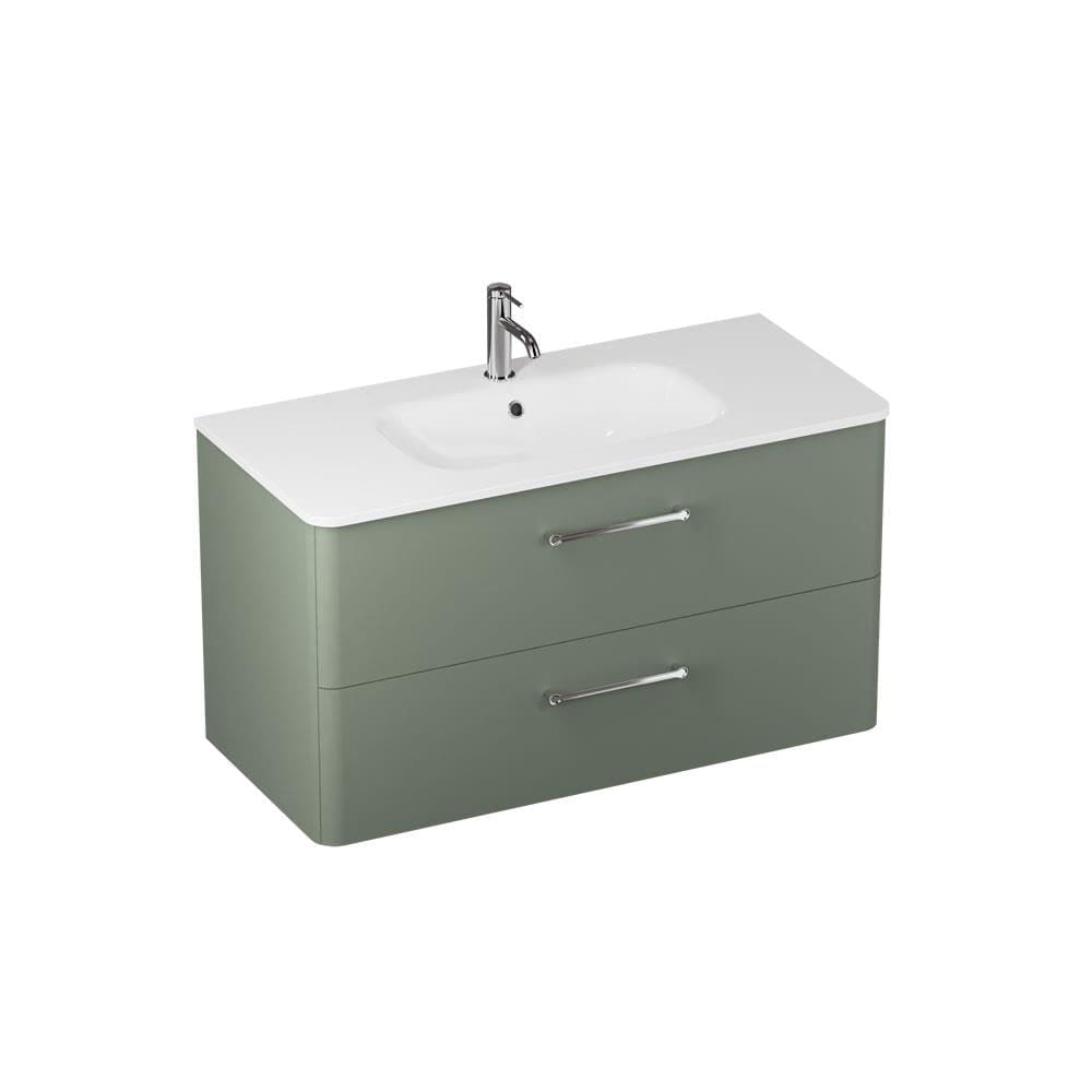 Britton Wall Mounted Vanity Unit Earthy Green / 1 Tap Hole Basin / Chrome Britton Camberwell Wall Mounted 1000mm Vanity Unit with Basin or Worktop