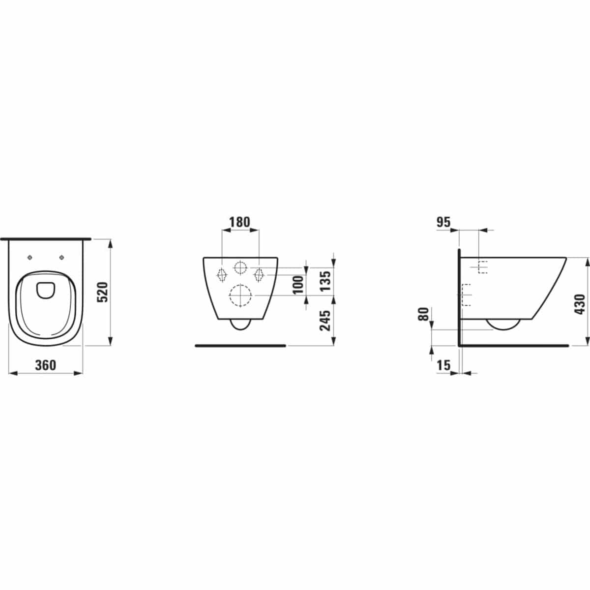 Laufen Wall Hung Toilet Laufen Lua Rimless Wall Hung Toilet with Soft Close Seat