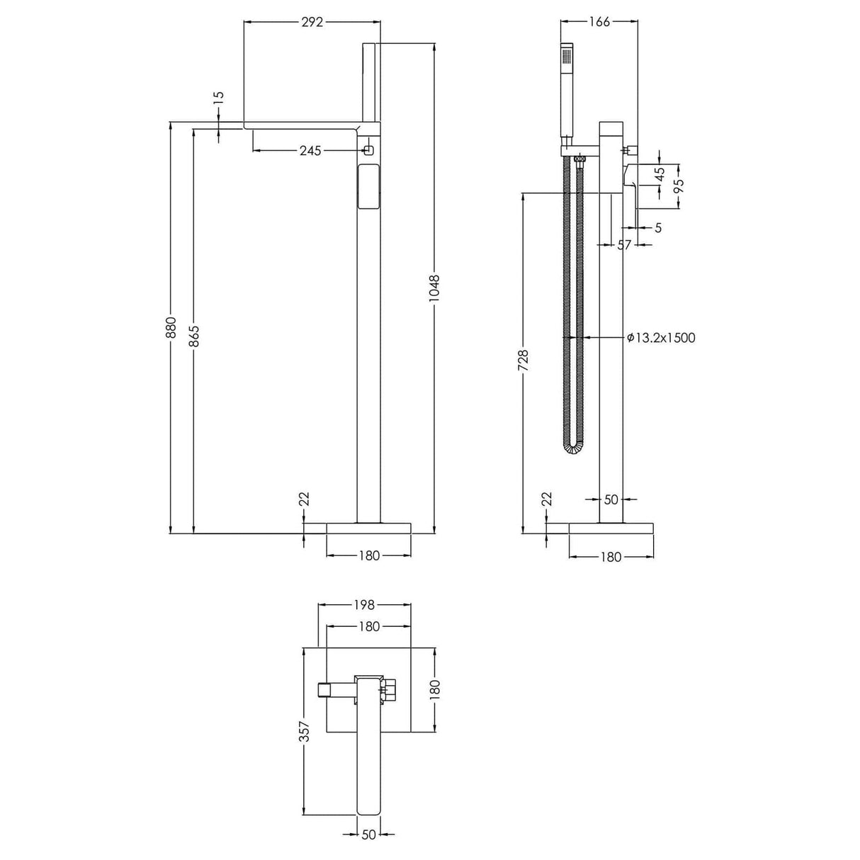 Aquarius Bathrooms Freestanding Bath Filler Aquarius Tetra Freestanding Bath Mixer Tap with Pencil Shower Handset