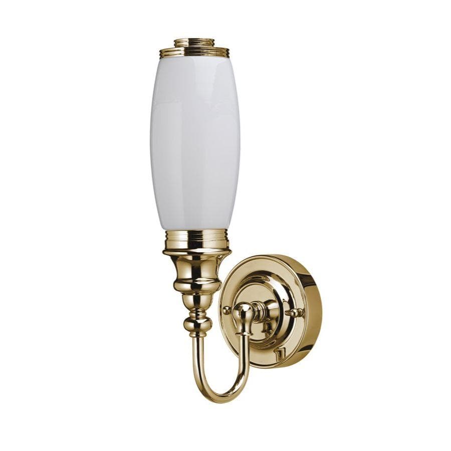Burlington Bathroom Lighting Gold Burlington LED Ornate Bathroom Wall Light with Opal Glass Tube Shade