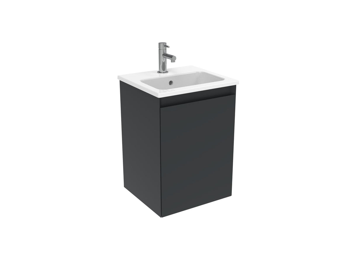 Saneux Wall Mounted Vanity Unit Matte Anthracite / 0 Hole Saneux Uni Vanity Unit With Basin - 400 x 360mm - One Door - Wall Mounted