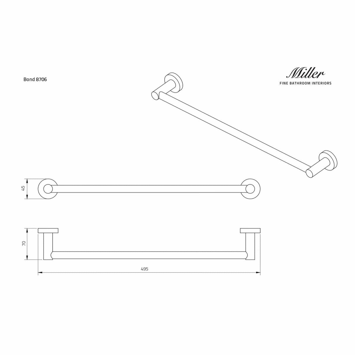 Miller Towel Rails and Rings Miller Bond Towel Rail