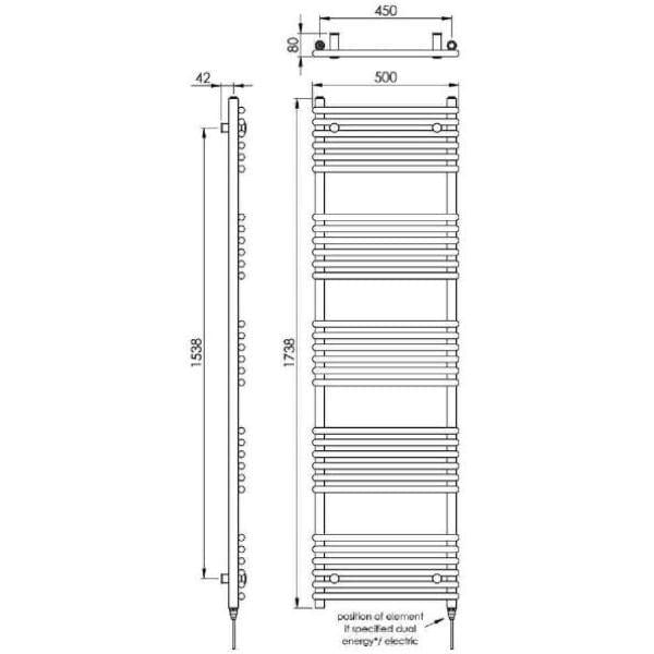 Vogue Designer Towel Radiator Vogue Tune Straight Designer Towel Radiator in Chrome
